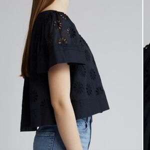 Rails Black Eyelet Women's Top